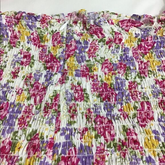 Dark Pink Floral Shirred Off The Shoulder Maxi Dress New Size 8 - Picture 9 of 12